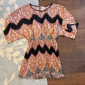 Fleur Wood - Anthropologie - Black Orange Motif Paisley